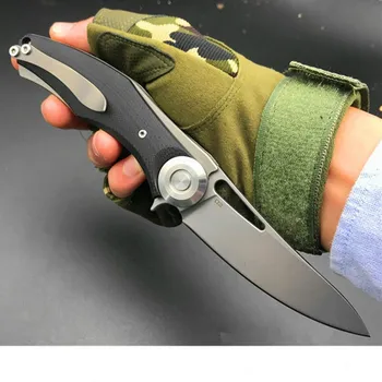Kuličkové Ložisko Skládací Nůž D2 Blade z Uhlíkových vláken G10+titanu slitiny Rukojeť, Venkovní Nože, Camping Přežití Kapesní Nože EDC Nástroj