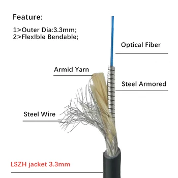 150M Obrněné optické Vlákno Patchcords vodotěsné LC-LC, SC-SC, FC-FC core 2 patch vést FTTA brnění jumper Venkovní SM DX OD=3.0-3.3 mm