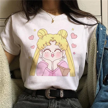 90. let korejský Styl Tričko Graphic Estetické Top Tees Žena Sailor Moon Legrační Karikatura T Tričko Ženy Harajuku Ullzang Anime T-shir