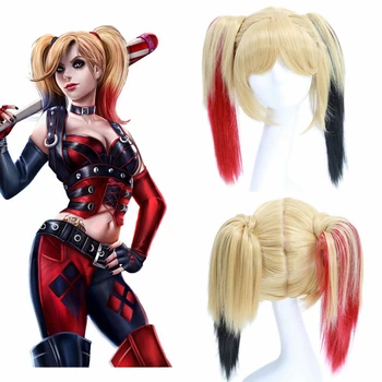 Xcostume Suicide Squad Harley Quinn Cosplay Paruka Červená S Černou Hnědé Dlouhé Vlasy, Film, Kostým, Rekvizity Halloween Pro Ženy