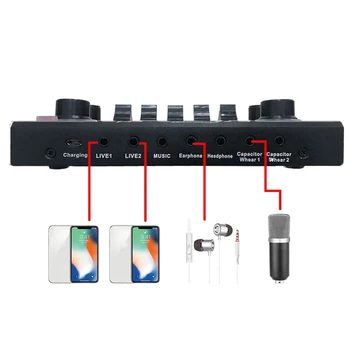 V9 Bluetooth Zvuková Karta USB Headset Mikrofon Vysílání Live Streaming Zvuková Karta X7JC