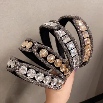Nové Korejské Ženy Módní Vlasové Doplňky, Šperky, Luxusní Třpytivé Šedé Crystal Svatební Čelenka Kámen Drahokamu Svatební Čelenka