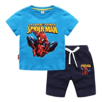 Disney Avengers Marvel Spiderman Chlapci Oblečení Nastavit Letní Děti T tričko + Kalhoty Ležérní Sportovní Obleky Oblečení pro Děti Oblečení