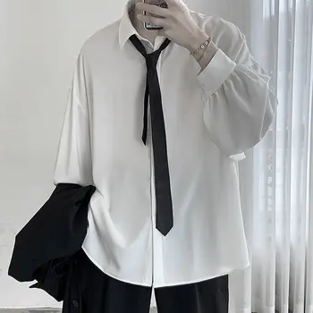 2020 Pánské Poslat Tie Dlouhé Rukávy Havajské Košile Camisa Masculina Streetwear Móda Oblečení Bílá/modrá/černá Barva Košile