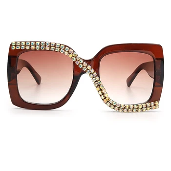 Diamond Náměstí sluneční Brýle, Ženy 2020 Luxusní Vintage Nadrozměrné sluneční Brýle Unikátní Jednoho Kusu Drahokamu Brýle Odstíny gafas de sol