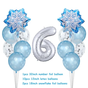 Zimní Narozeniny Téma Strana Vločka Balóny Fólie Počet Balónků snow Party Christams Xmas Helium Globos Zásoby Dekor