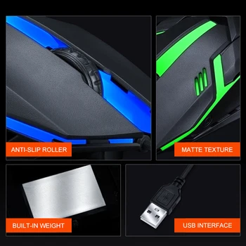 Nové Podsvícení, Drátové Herní Myš 1200 DPI RGB Světlo Počítačové Myši Hráč Myší Ergonomický Design USB Herní Myši Pro PC Laptop