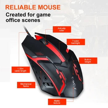 Nové Podsvícení, Drátové Herní Myš 1200 DPI RGB Světlo Počítačové Myši Hráč Myší Ergonomický Design USB Herní Myši Pro PC Laptop