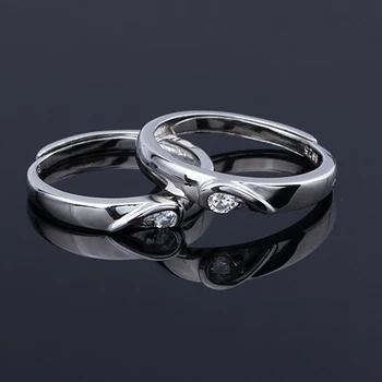 Módní 925 Sterling Silver Prsten AAA Kubické Zirkony Srdce Pár Prsteny Svatební Šperky pro Milence Ženy, Muži, Valentýn Dárek