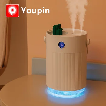 Youpin Co 1L Zvlhčovač Vzduchu LCD Digitální Detekci Vlhkosti Ultrsonic Chladné Mlhy Aroma Difuzér s Barevnými LED Světlo Kaktus