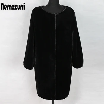 Nerazzurri Umělé kožešiny bunda ženy nový příjezdu 2019 kokon kabát Bat Rukáv soft plus velikost chlupaté nadýchané umělé kožešiny kabát 5xl 6xl 7xl