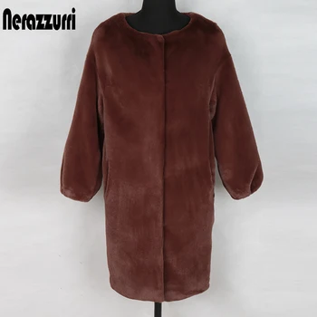 Nerazzurri Umělé kožešiny bunda ženy nový příjezdu 2019 kokon kabát Bat Rukáv soft plus velikost chlupaté nadýchané umělé kožešiny kabát 5xl 6xl 7xl