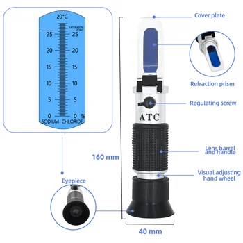 0-28% / 0-10% Salinity Refraktometr koncentrace ATC Slanost Metr pro akvária Slané Vody Zkušební Zařízení Salinometer 20%sleva