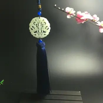 China Jade Značky Střapci Visí Na Pasu Hanfu Oboustraně Ventilátor Přívěsek Auto Dekorace Amulet