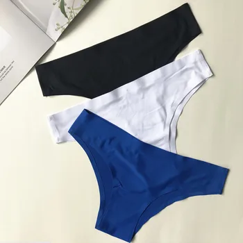 Nové Módní Ice Hedvábí Bezešvé Kalhotky Plus Velikosti Sexy Prodyšné Pevné Čisté Barvy Černé Nízké Vzestup Kalhotky Ženy, Spodní Prádlo Kalhotky