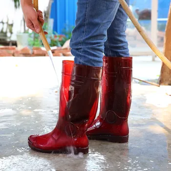Pánské High Déšť boty Hustý déšť boty pojištění Pracovní obuv Non-slip, kyselina Alkalické Vody boty déšť boty