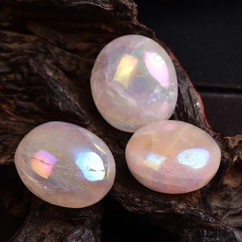 1KS Přírodní růžové rose quartz galvanické původní kámen ve tvaru vejce crystal terapeutický Míč drahokam