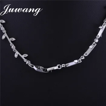 JUWANG Značky Svatební Šperky Set pro Ženy Zirkony Náhrdelník Náušnice Květ List Crystal Družičky, Svatební Šperky Set