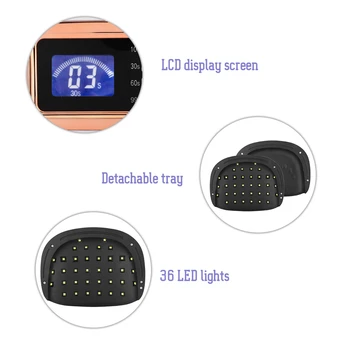 72W Lampa na Nehty UV LED Nail Dryer Rychlé Vytvrzování Gel Lampa na nehty LCD Displej 10/30/60/99 Časovač, Auto Senzor Manikúra Nástroje