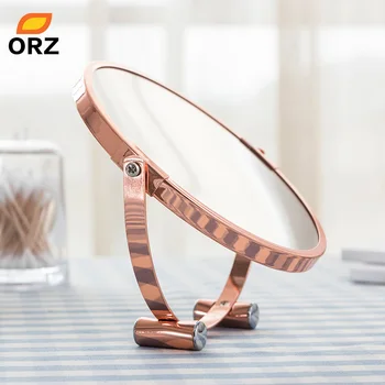 ORZ Rose Gold Make-up Zrcadlo Kulatý oboustranný 1X/2X Zvětšovací Koupelna Home Office Desktop Dekorativní Zrcadlo