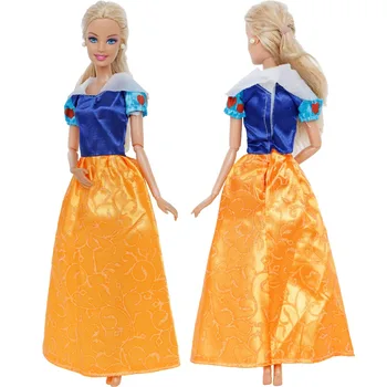 5 Ks/Lot Módní Šaty, Kopírování Pohádka Princezna Šaty Sukně Večírek Nosit Žlutá Modrá Oblečení Pro Panenku Barbie Doplňky, Děti, Hračky