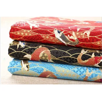 Vysoce kvalitní bavlněný satén ryby tištěné tkaniny používá pro Quiltování, šicí šaty dámské oděvy sukně závěs do 100x150cm
