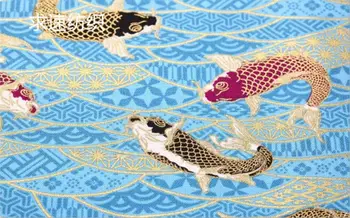 Vysoce kvalitní bavlněný satén ryby tištěné tkaniny používá pro Quiltování, šicí šaty dámské oděvy sukně závěs do 100x150cm