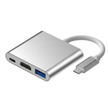 Typ C USB 3.1 HUB Víceportový Adaptér USB C na HDMI, USB 3.0 Napájení Nabíjení Rozbočovač Kovový Hab pro MacBook Chromebook Google pro Xiaomi