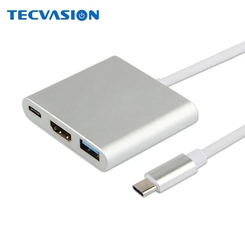 Typ C USB 3.1 HUB Víceportový Adaptér USB C na HDMI, USB 3.0 Napájení Nabíjení Rozbočovač Kovový Hab pro MacBook Chromebook Google pro Xiaomi