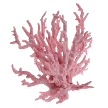 Růžový Korál ve Tvaru Dekorace Ornament pro Akvarijní Ryby Nádrže a 9 palců Výšky Červené Plastové Coral Dekorace