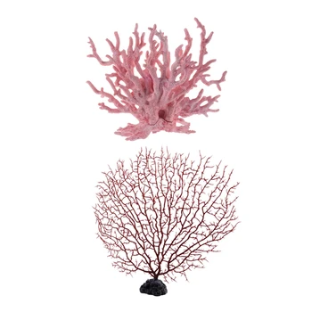 Růžový Korál ve Tvaru Dekorace Ornament pro Akvarijní Ryby Nádrže a 9 palců Výšky Červené Plastové Coral Dekorace