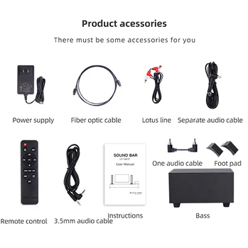 Bluetooth Soundbar Reproduktoru Domácí Kino Bass Multi-funkce Reproduktor Bluetooth Odnímatelný 2 v 1 pro TV, PC, Smartphone Subwoofer