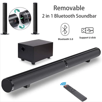 Bluetooth Soundbar Reproduktoru Domácí Kino Bass Multi-funkce Reproduktor Bluetooth Odnímatelný 2 v 1 pro TV, PC, Smartphone Subwoofer