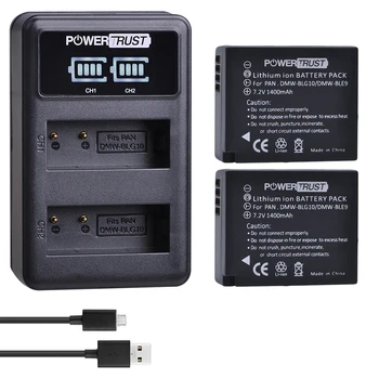 PowerTrust DMW-BLG10 1400mAh DMW BLG10 DMW-BLE9, Baterie + LED Nabíječka pro Panasonic Lumix DC-ZS80, DC-GX9, DMC-GX80, DMC-GX85