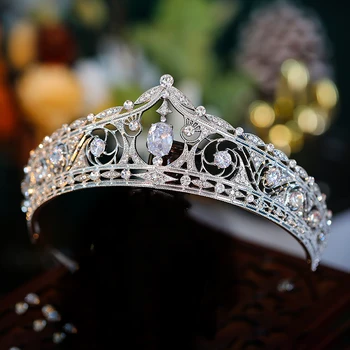 Barokní Crystal Vintage Royal Queen King Čelenky a Korunky CZ Drahokamu Průvod Prom Čelenka Vlasové Ozdoby Svatební Vlasy Šperky