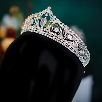 Barokní Crystal Vintage Royal Queen King Čelenky a Korunky CZ Drahokamu Průvod Prom Čelenka Vlasové Ozdoby Svatební Vlasy Šperky