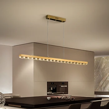 Moderní křišťálový led lustr pro jídelně nové příjezdu zavěšení drátěné závěsné lampy zlato z nerezové oceli svítidlo