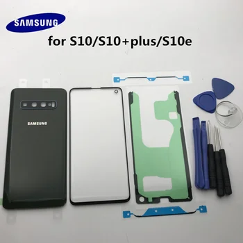 Nový, Originální Pro Samsung Galaxy S10e G973 S10 G970 S10 plus Zadní Skleněný Kryt Zadní Kryt Baterie Dveře+Přední sklo objektivu+lepidlo