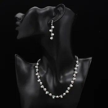 TREAZY Elegantní Svatební Šperky Sady pro Ženy Perly Crystal Náhrdelník Náušnice Svatební Šperky Sady Ples Svatební Doplňky