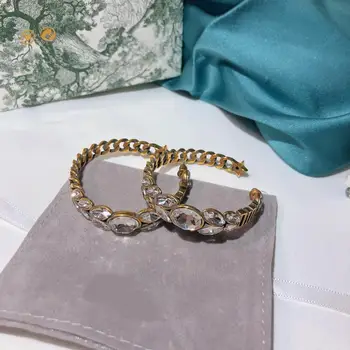 HIBRIDE Luxusní Crystal Bagety Hoop Náušnice Pro Ženy Módní Svatební Šperky Brincos Strana Hoop Náušnice Velkoobchod E-679