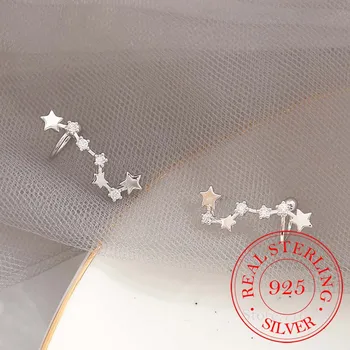 925 Mincovní Stříbro Zásnubní Hvězdičkový Crystal Stud Náušnice Pro Ženy, Šperky, Doplňky