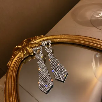 FYUAN Lesk Geometrické Crystal Náušnice pro Ženy Bijoux Kravatu Tvaru Šatonové Houpat Náušnice Prohlášení Šperky