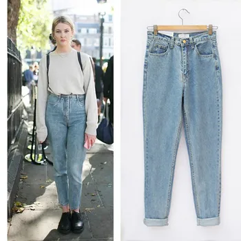 Máma Plus velikost Vintage vysokým pasem džíny žena 2019 volné modré džínové kalhoty Kluky džíny pro ženy, ženské kalhoty streetwear