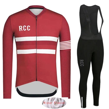 2020 RCC Zimní Tepelné Rouno Cyklistické Oblečení Muži Dlouhý Rukáv Jersey Oblek Teplé Kolo MTB Oblečení Bib Kalhoty Set