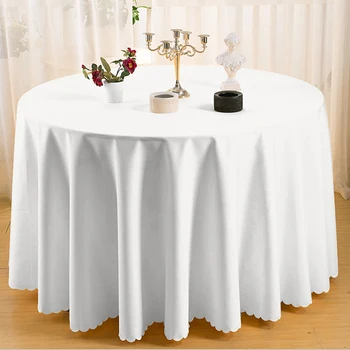 1ks Vysoce kvalitní 300cm Kulatý ubrus Bílý pro Svatební Události banket Hotel polyester Plain Tabulka Pokrytí Události Dekorace