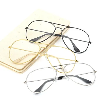 Vintage Gold Kovový Rám Brýle Pánské, Dámské Sluneční brýle Retro Optické Čočky Brýlí Nerd Brýle čiré Čočky Pilot Zrcadlo