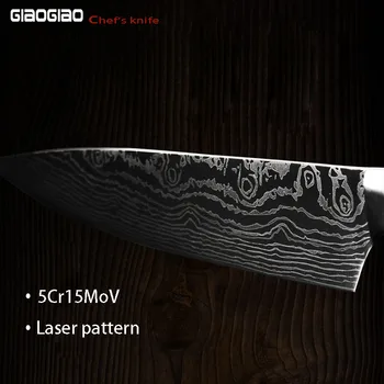 GIAOGIAO Kuchyňská Sada Nůž z Nerezové Oceli, Laserový vzor Ovoce Peeling Nože na Vykosťování Masa Řezání Zeleninový Nůž Šéfkuchaře nástroje