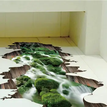 Podlahová Samolepka na Zeď 3D Vyměnitelné Obtisky Tapety Pro Pokoj Domácí Dekorace Vodopád #