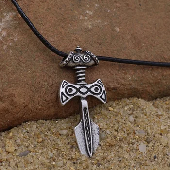 Starožitný Stříbrný Vikingský Meč Přívěsek Náhrdelník Amulet of Talos Handmade Přívěsek