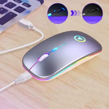 Ultra-tenká Bezdrátová Myš k Tíži Lehký Přenosný LED Barevné Světlo Mute Dobíjecí Herní Myš Myši Pro Notebook PC